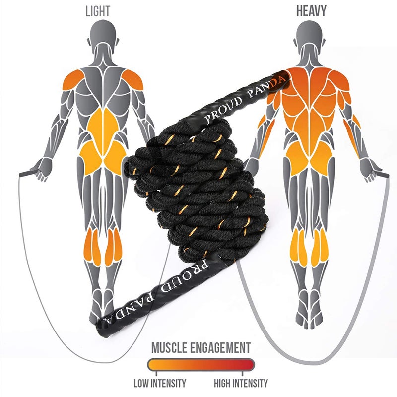Proud Panda Heavy Jump Ropes for Fitness 5LB  Weighted Adult Skipping Rope Exercise Battle Ropes for Men & Women  Total Body Workouts  Power Training in Gym to Improve Strength and Building Muscle(1.5''9.2 ft) - Image 5